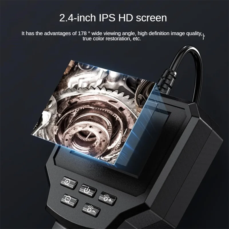 128A 10m Hard Wire 8mm Camera Lens Industrial Borescope 2.4 inch Screen Inspection Endoscope