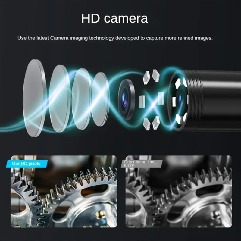 128A 10m Hard Wire 8mm Camera Lens Industrial Borescope 2.4 inch Screen Inspection Endoscope