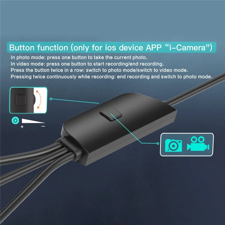 Câble dur 5002PRO 3m 5.5mm Tube en aluminium 8-LED Caméra d'inspection IP67 Étanche Endoscope industriel, Interface Type-C + iP + USB