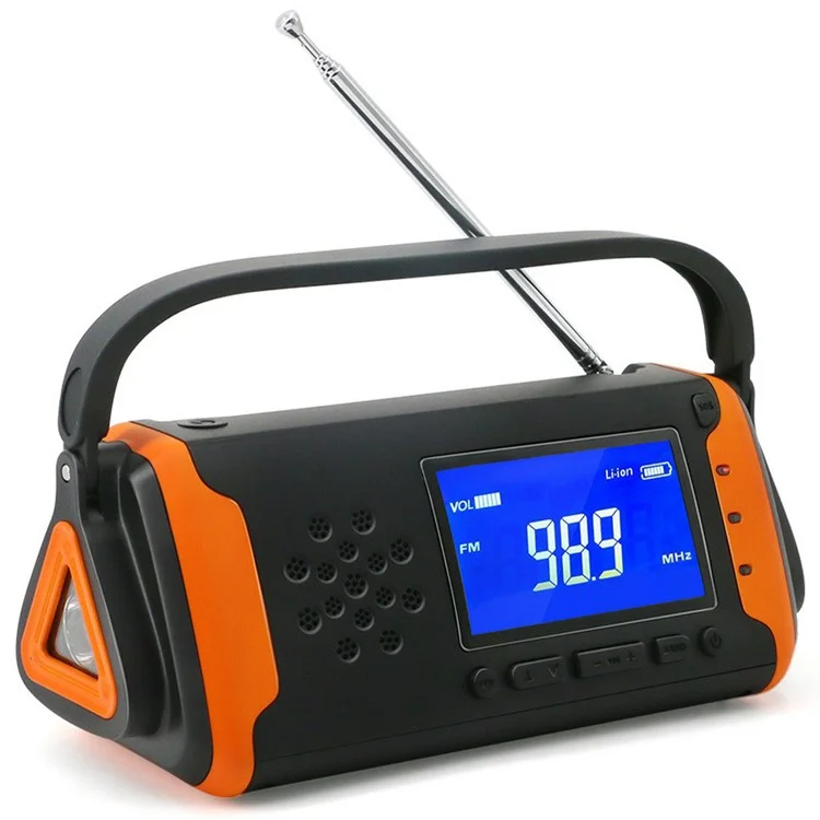 Radio AM / FM con manivela solar de emergencia, linterna LED y banco de energía de 4000 mAh (versión UE)