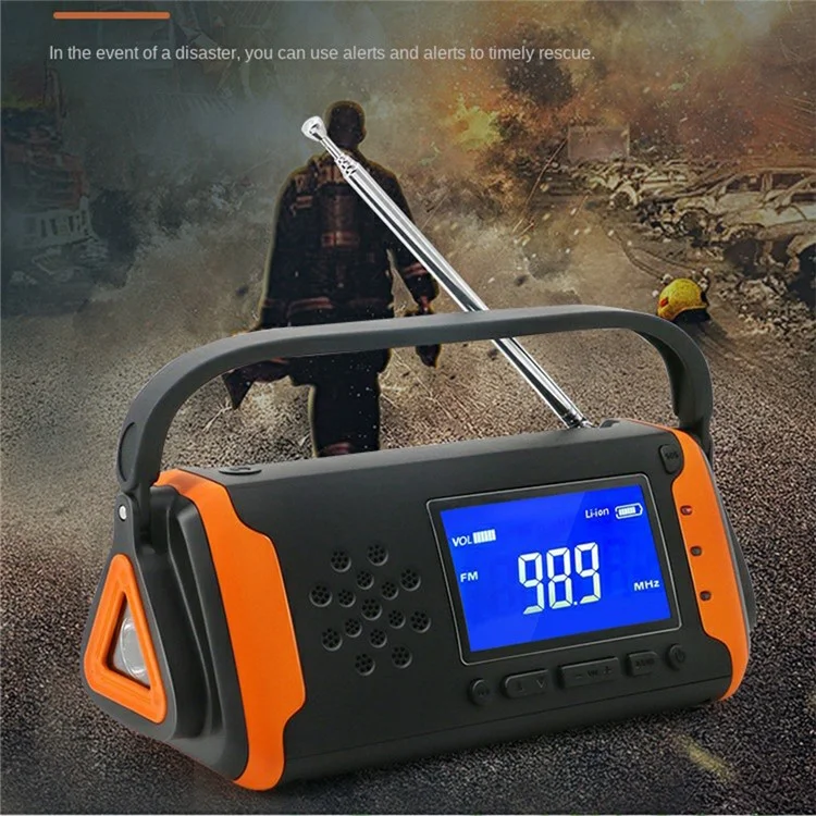 Radio AM / FM con manivela solar de emergencia, linterna LED y banco de energía de 4000 mAh (versión UE)