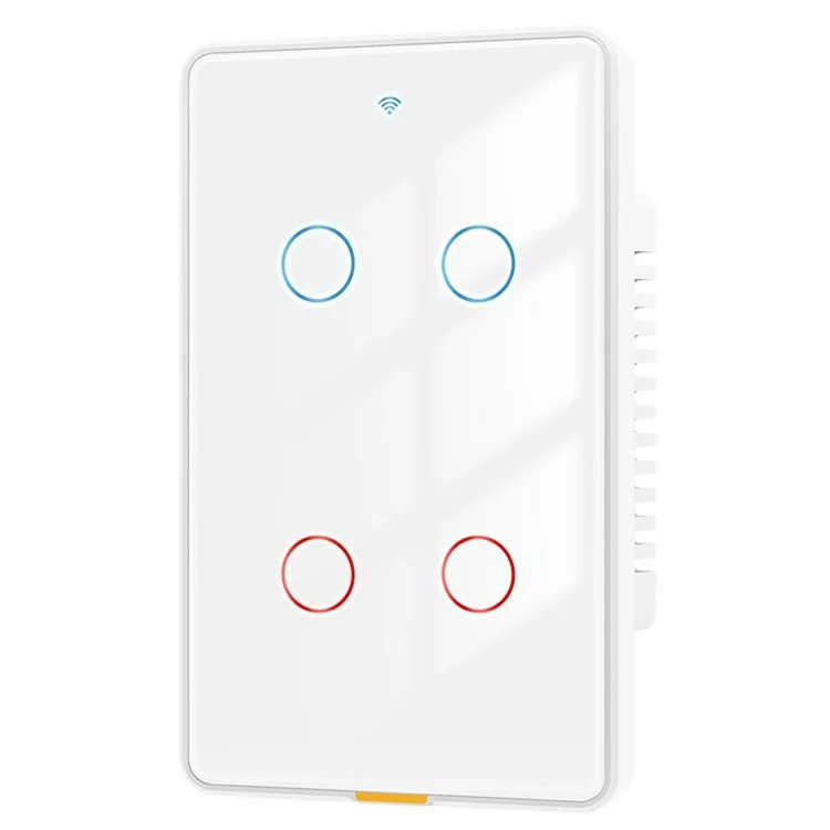 MG-KG101 WiFi+433 Двухрежимный 4-Gang 10A сенсорный умный выключатель света Tuya APP Голосовое управление, US Plug / White