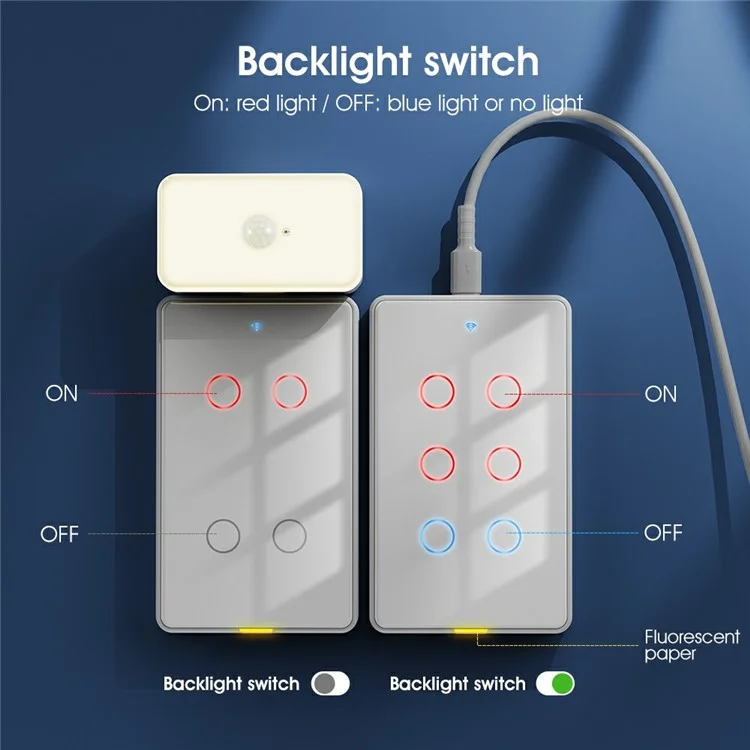 MG-KG101 WiFi+433 Двухрежимный 4-Gang 10A сенсорный умный выключатель света Tuya APP Голосовое управление, US Plug / White