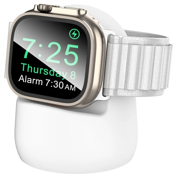 AHASTYLE PT195 For Apple Watch Ultra / Ultra 2 49mm Silicone Watch Charger Stand Desktop Holder - White