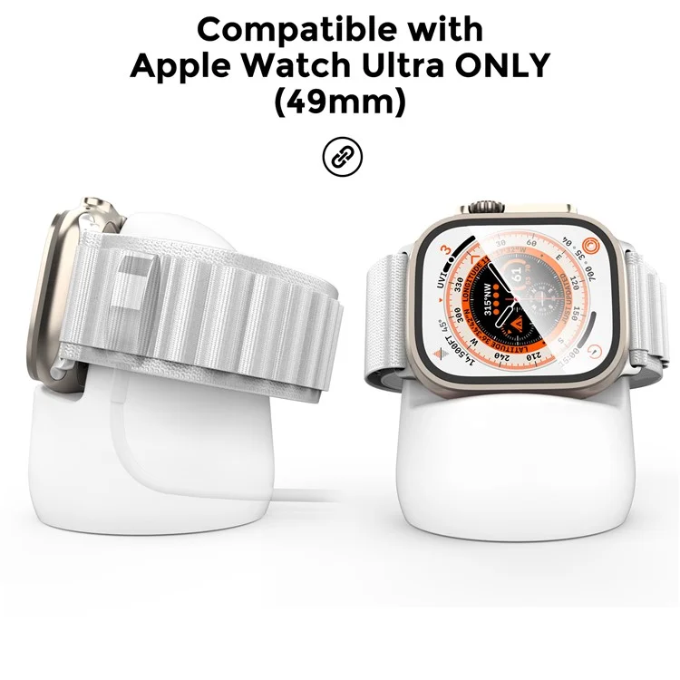 AHASTYLE PT195 For Apple Watch Ultra / Ultra 2 49mm Silicone Watch Charger Stand Desktop Holder - White