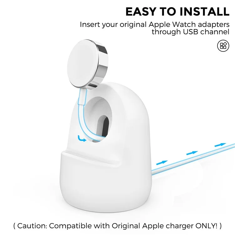 AHASTYLE PT195 For Apple Watch Ultra / Ultra 2 49mm Silicone Watch Charger Stand Desktop Holder - White