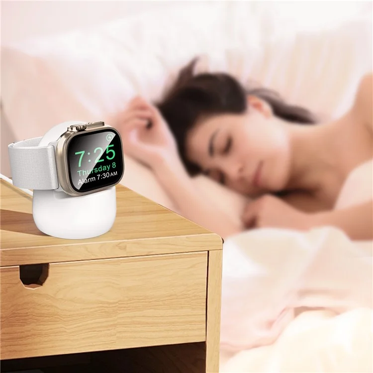 AHASTYLE PT195 For Apple Watch Ultra / Ultra 2 49mm Silicone Watch Charger Stand Desktop Holder - White