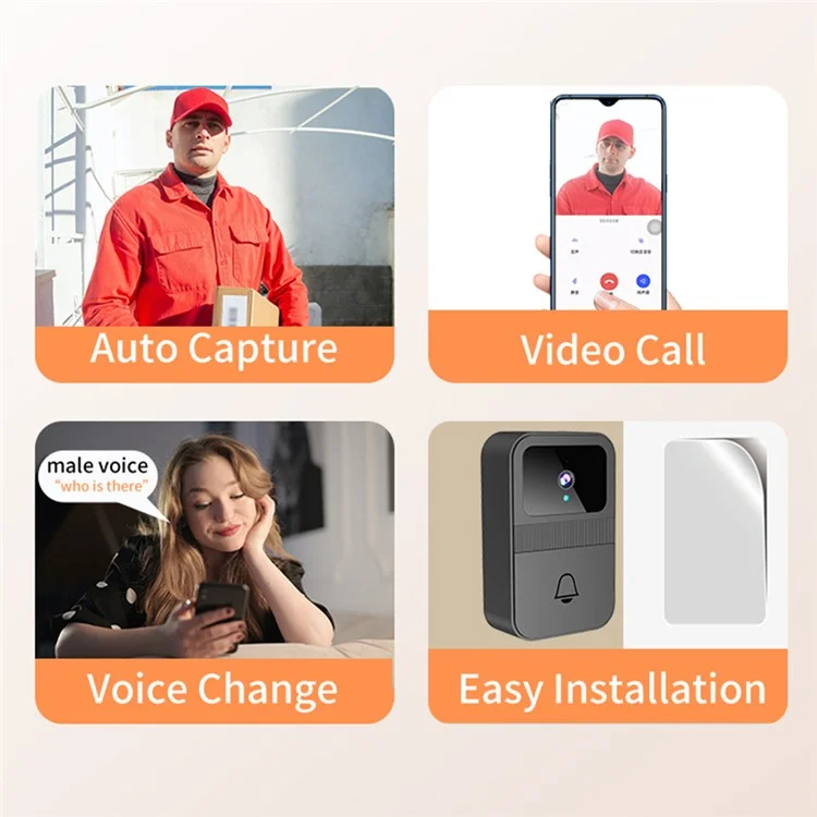 D9 Wireless WiFi Doorbell Phone APP Monitoring Video Call Night Vision Smart Door Bell
