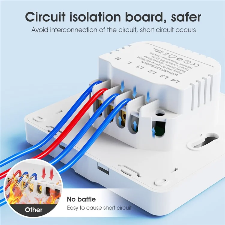 MG-KG110 4-fach WLAN+433 MHz Dual-Modus Touch Smart Switch Tuya APP Sprachsteuerung Wandlichtschalter, EU-Stecker / Weiß