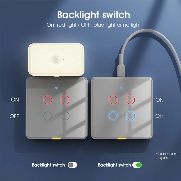 MG-KG110 4-fach WLAN+433 MHz Dual-Modus Touch Smart Switch Tuya APP Sprachsteuerung Wandlichtschalter, EU-Stecker / Weiß