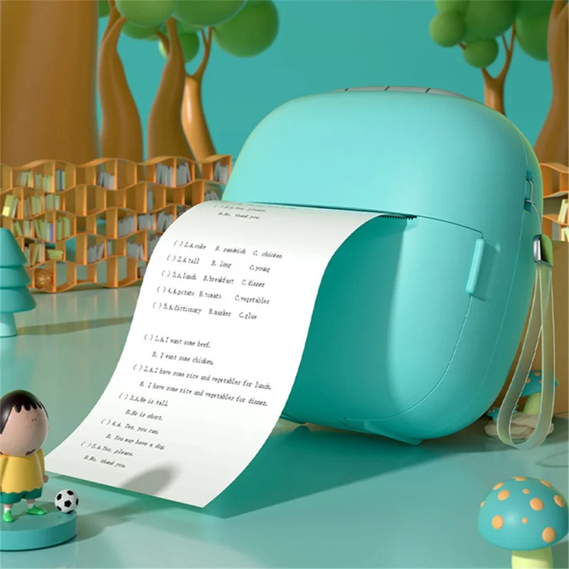 M9 Mini Thermal Printer Wireless Bluetooth-compatible Wrong Question Printer with Alarm Clock - Blue