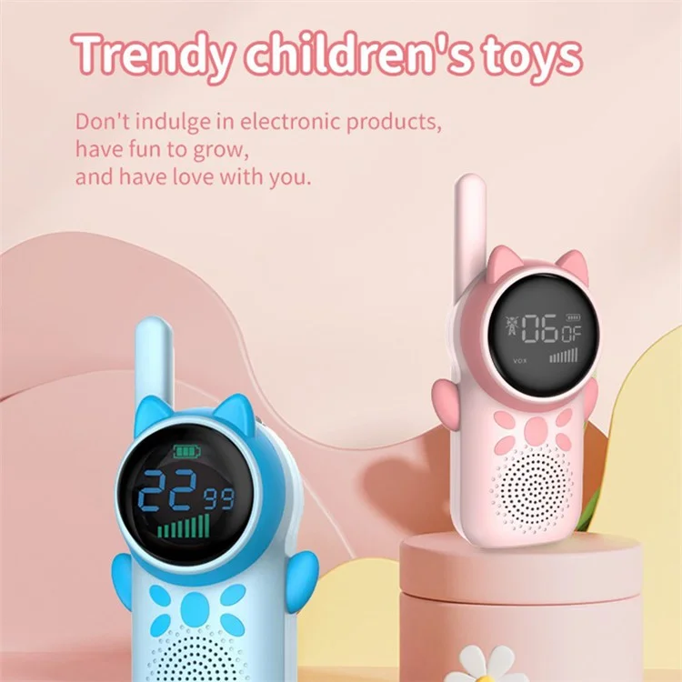 D25 1 Paar 1,5-Zoll-Farbbildschirm-Kinderfunkgeräte mit 3-km-Reichweite, Handfunkgerät-Intercom - Pink+Blau