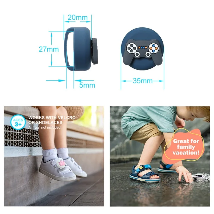 For Apple AirTag Cute Cartoon Pattern Holder Hidden Tracker Cover, Easily Attach to Shoelace, with Front Back Film Set - Flying Saucer