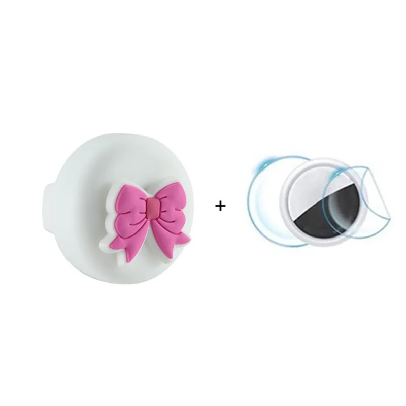 For Apple AirTag Cute Cartoon Pattern Holder Hidden Tracker Cover, Easily Attach to Shoelace, with Front Back Film Set - Bowknot