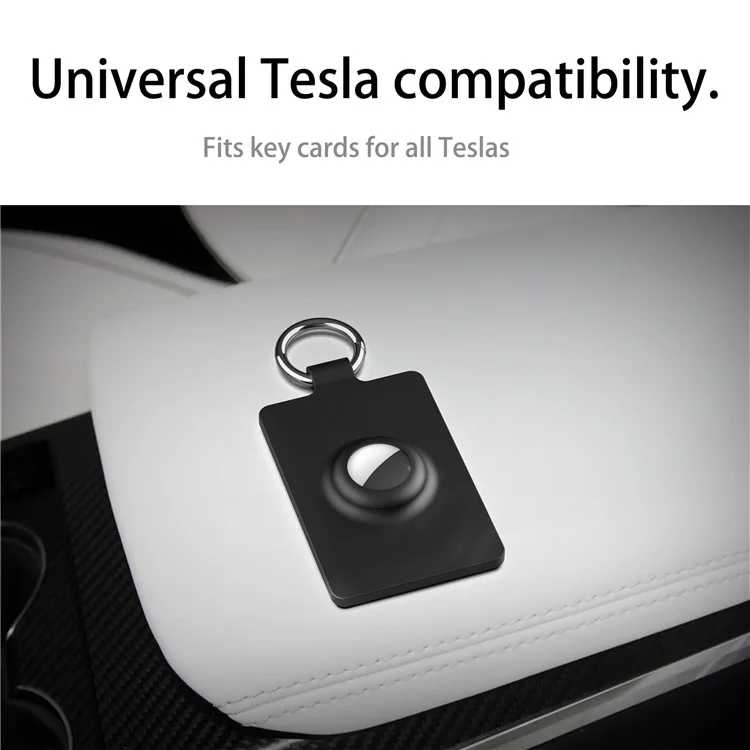 Tesla Car Key Card Storage Case, Card Holder Sleeve, Smart Tracking Cover for AirTag - Black