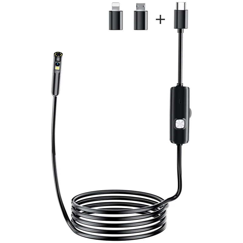 AN112 10m Hard Wire 3.0MP HD Endoscope 8mm Dual Lens Industrial Inspection Camera for Apple / Android Phone