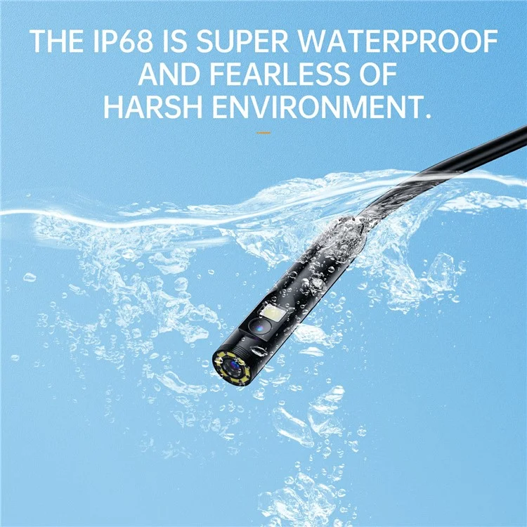 AN112 Cable Rígido 5m 3.0MP HD Endoscopio 8mm Doble Lente Cámara de Inspección Industrial para Apple / Android Phone