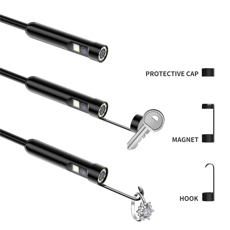 AN112 2m Hard Wire 8mm Dual Lens 3.0MP HD Endoscope Industrial Inspection Camera for Apple / Android Phone