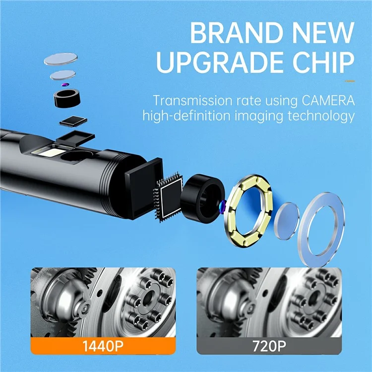 AN112 1m Hard Wire 8mm Dual Lens HD Endoscope Type-C Phone Industrial Inspection Camera (With 8Pin + Micro Adapter)