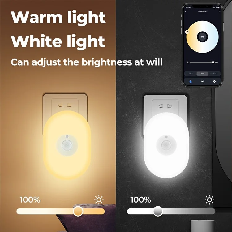 Luz Noturna WiFi Tuya App Control de Voz Inteligente para Residência Detecção de Corpo Humano Infravermelho - Plug EUA
