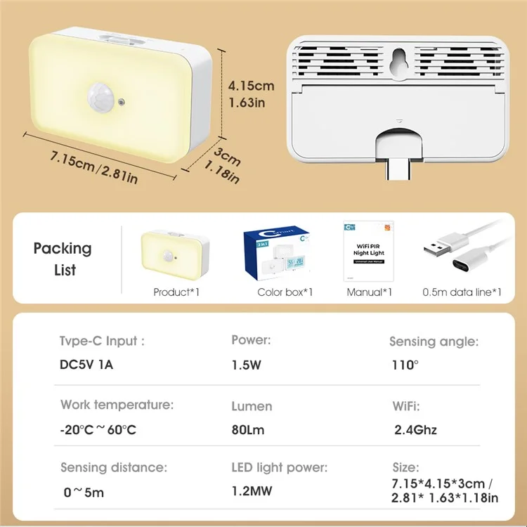 MG-YD101 Human Body Sensor Tuya App Voice Control Intelligent Wireless Night Light
