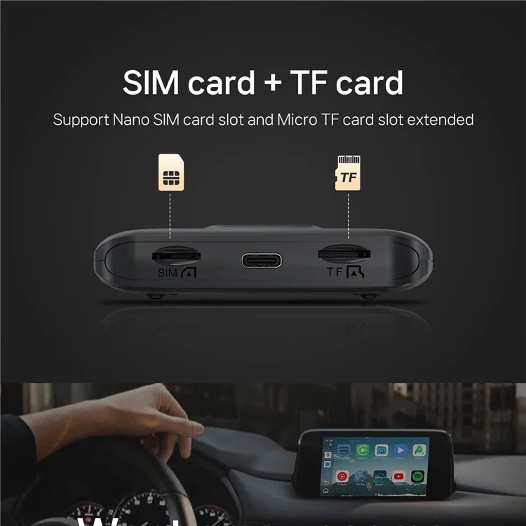CA481 Wireless Carplay AI Box Android Auto Adapter Support Netfiix / Youtube / Tik Tok