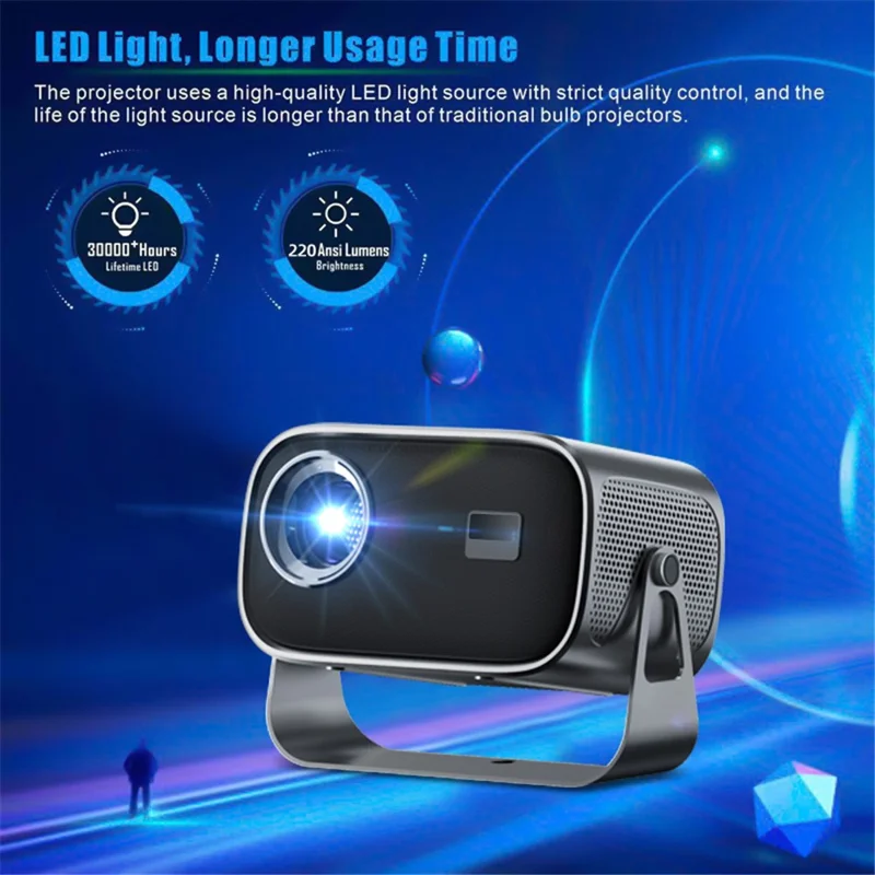 P19 Portable Projector 720P HD Video Android 13 WiFi Bluetooth-compatible Home Theater Office LED Projector - EU Plug