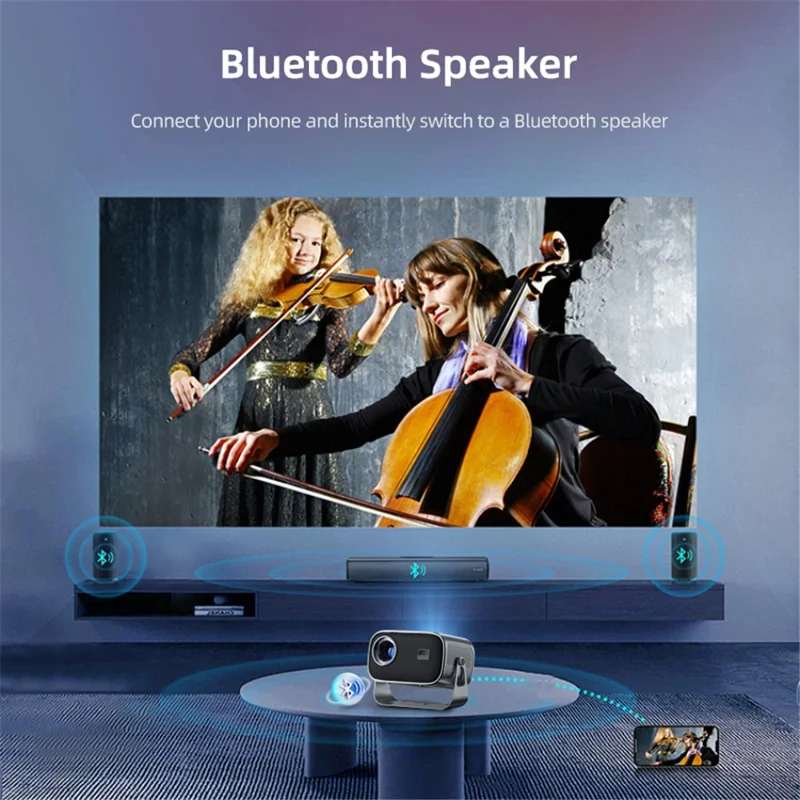 P19 Portable Projector 720P HD Video Android 13 WiFi Bluetooth-compatible Home Theater Office LED Projector - EU Plug