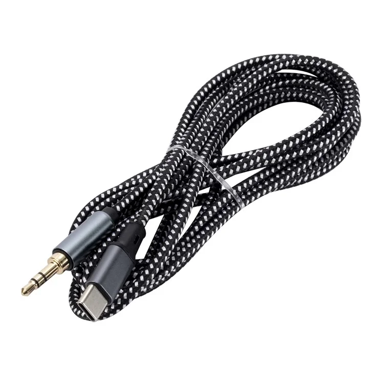 2m USB-C Macho a 3.5mm Macho Adaptador de Cable de Audio Trenzado Auricular Conexión de Estéreo de Coche