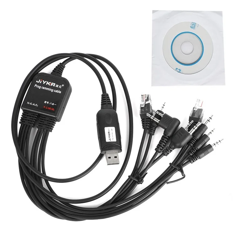 Cable de programación USB JIYKR Walkie Talkie 8 en 1 para radios Kenwood / Baofeng / Motorola / Yaesu / Icom DIY Accessories