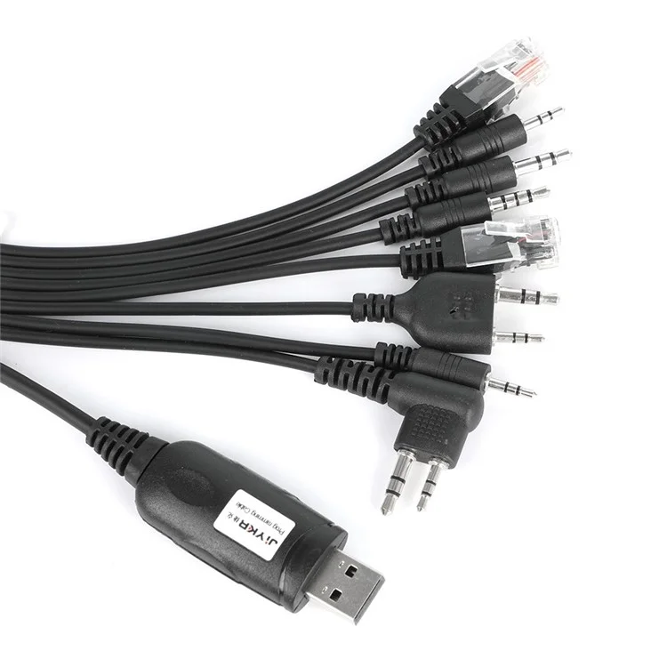 Cable de programación USB JIYKR Walkie Talkie 8 en 1 para radios Kenwood / Baofeng / Motorola / Yaesu / Icom DIY Accessories