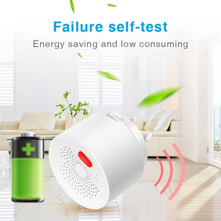 WiFi Gas Leak Sensor Tuya Natural Gas Alarm Plug In Explosive Gas Detector for Home - US Plug