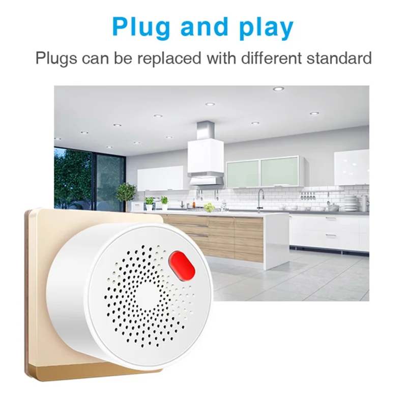 WiFi Gas Leak Sensor Tuya Natural Gas Alarm Plug In Explosive Gas Detector for Home - US Plug