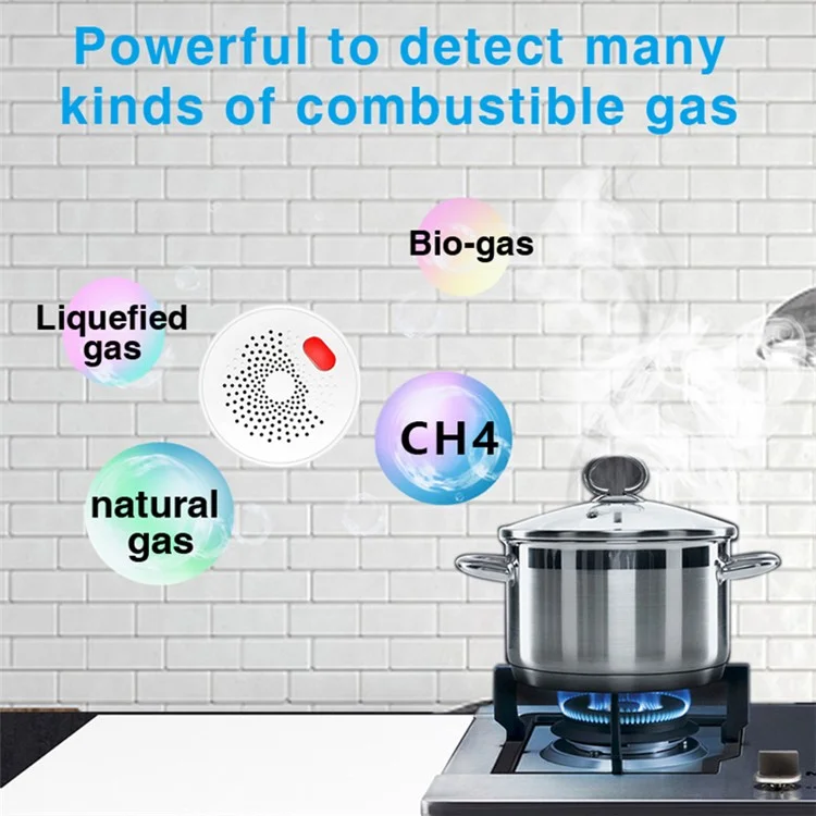 WiFi Gas Leak Sensor Tuya Natural Gas Alarm Plug In Explosive Gas Detector for Home - US Plug