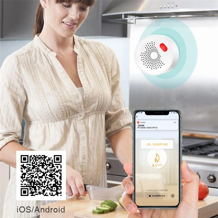 WiFi Gas Leak Sensor Tuya Natural Gas Alarm Plug In Explosive Gas Detector for Home - US Plug