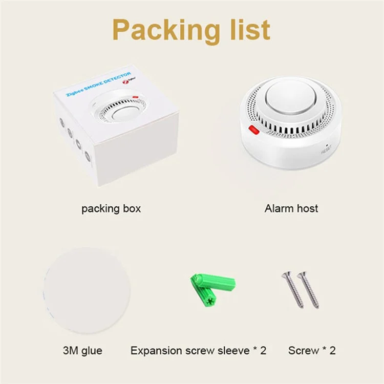 Tuya Zigbee Smoke Detector Real Time Monitoring Smoke Sensor Alarm Works with Alexa / Google Assistant