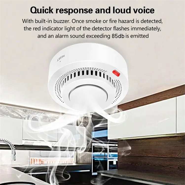 WiFi Smart Smoke Detector Tuya App Controlled Smoke Sensor Alarm Device