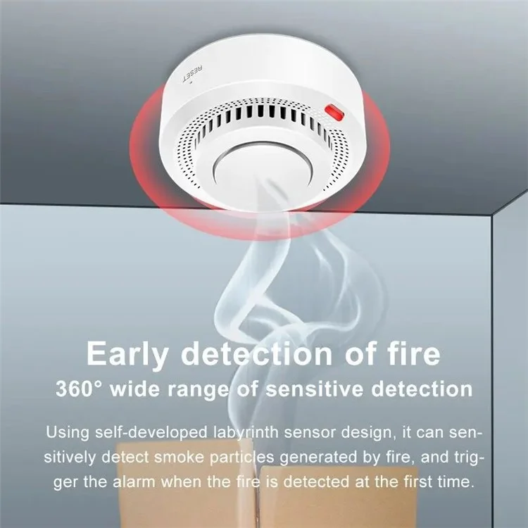 WiFi Smart Smoke Detector Tuya App Controlled Smoke Sensor Alarm Device