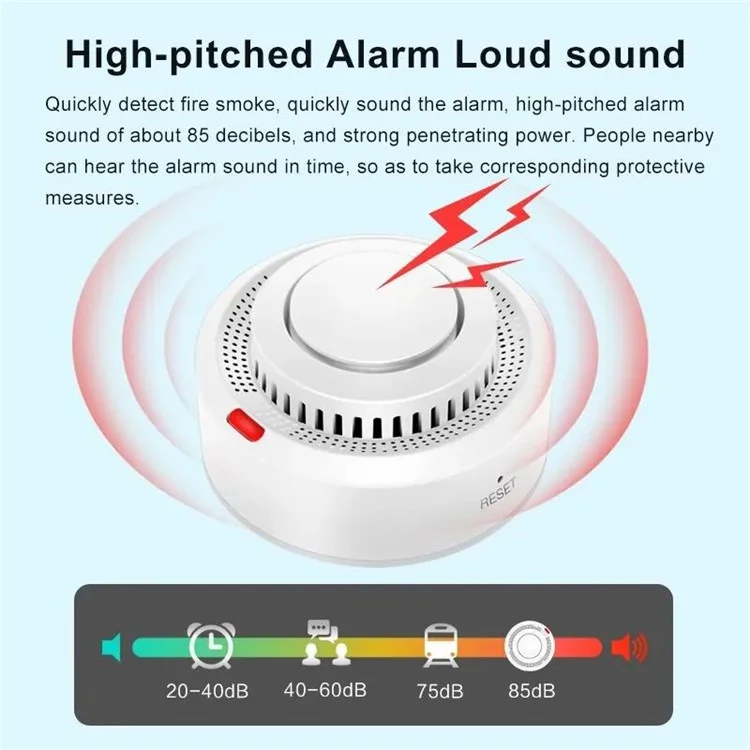 WiFi Smart Smoke Detector Tuya App Controlled Smoke Sensor Alarm Device