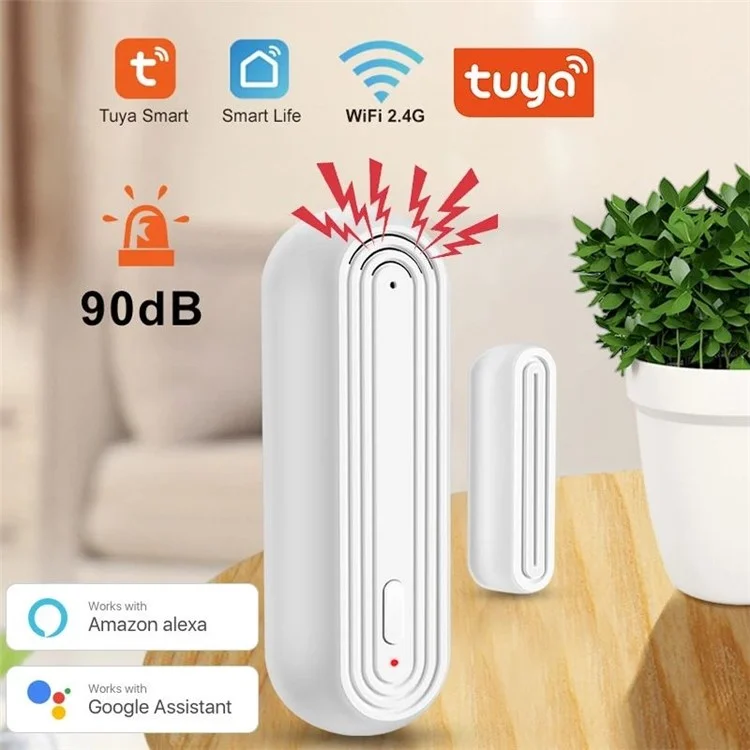 Sensor de alarma de puerta y ventana inteligente con WiFi Tuya