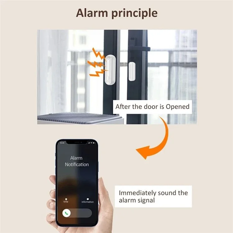 Sensor de alarma de puerta y ventana inteligente con WiFi Tuya