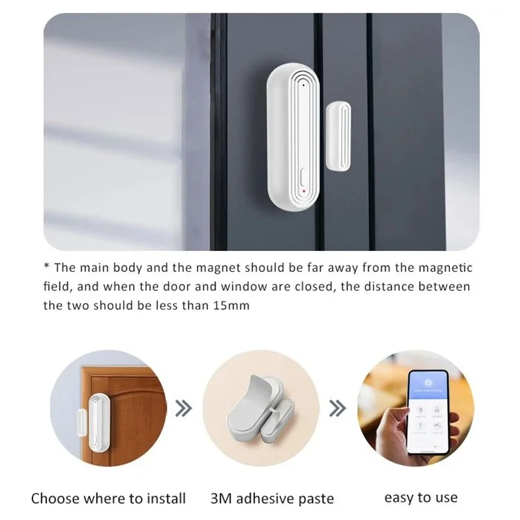 Sensor de alarma de puerta y ventana inteligente con WiFi Tuya