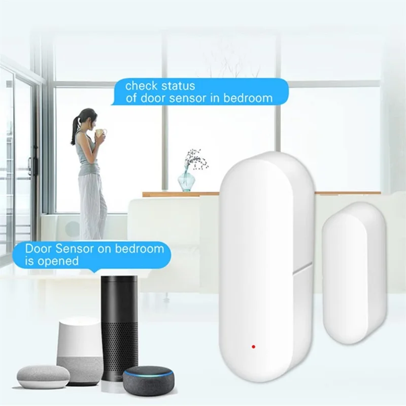Capteur de contact de porte intelligente WiFi Tuya Détecteur de lumière magnétique de fenêtre de porte