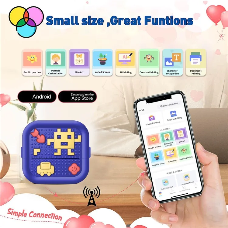 X3 Building Block Design Mini Bluetooth-compatible Thermal Printer Portable Handheld Inkless Printer