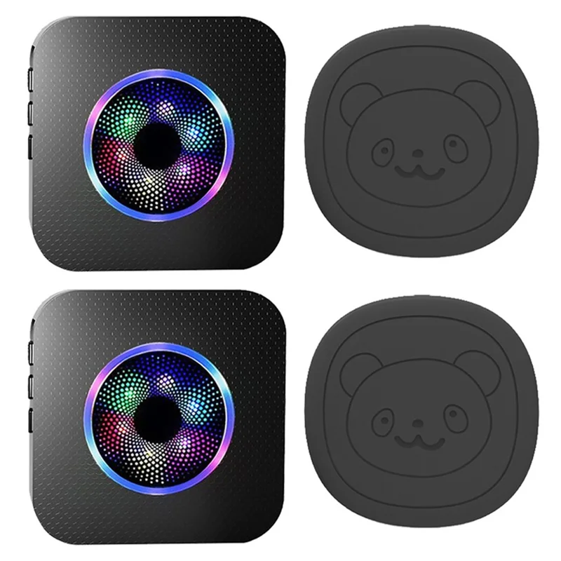 N65Q-2T2 Cute Cartoon Wireless Door Bell 55 Ringtones Flashing Home Doorbell, 2 Transmitter+2 Receiver - US Plug / Black