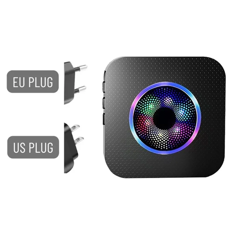 N65Q-2T2 Cute Cartoon Wireless Door Bell 55 Ringtones Flashing Home Doorbell, 2 Transmitter+2 Receiver - US Plug / Black