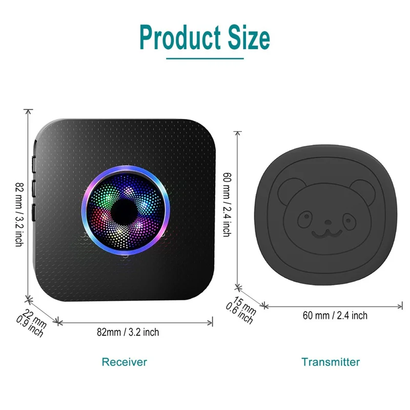 N65Q-2T2 Cute Cartoon Wireless Door Bell 55 Ringtones Flashing Home Doorbell, 2 Transmitter+2 Receiver - US Plug / White