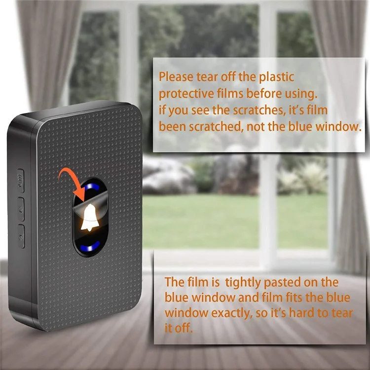 N20K-2T2 Home Doorbell 55 Ringtones Waterproof Wireless Door Bell with LED Light, 2 Transmitter+2 Receiver - US Plug / Black