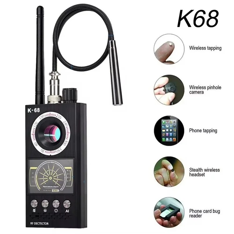 Детектор сигналов K68 Wireless, обнаружитель RF жучков, антишпионская камера, детектор GPS-трекеров, улучшенная версия - шампанское золото