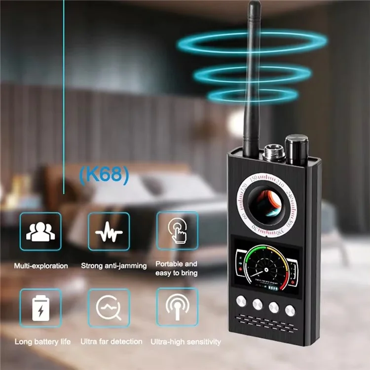 Детектор сигналов K68 Wireless, обнаружитель RF жучков, антишпионская камера, детектор GPS-трекеров, улучшенная версия - шампанское золото